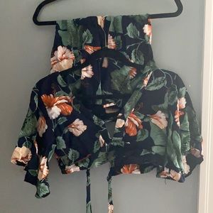 Shein two piece floral set crop top shorts